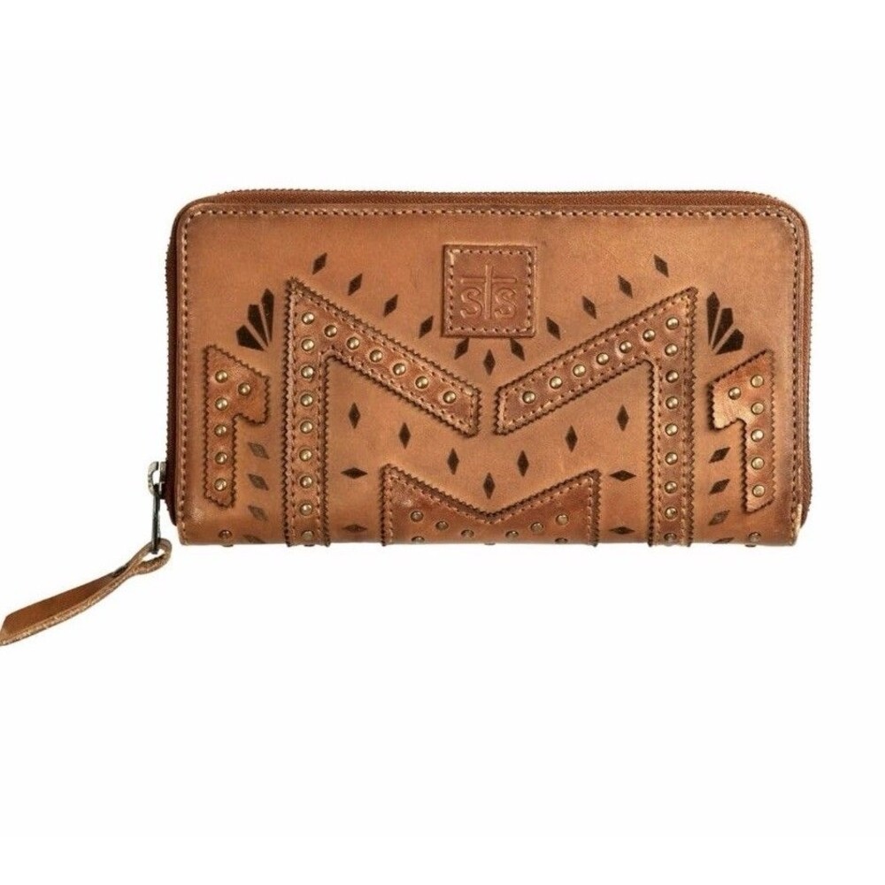 STS Ranchwear Wayfarer Juniper Leather Bifold Wallet Aztec Cutout Tan